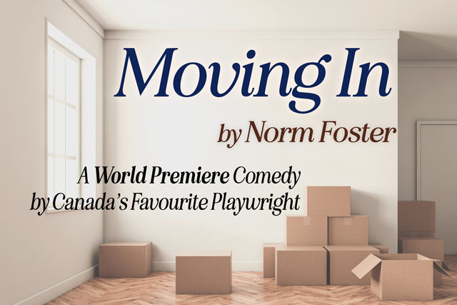 An empty apartment with boxes stacked, and the title Moving In